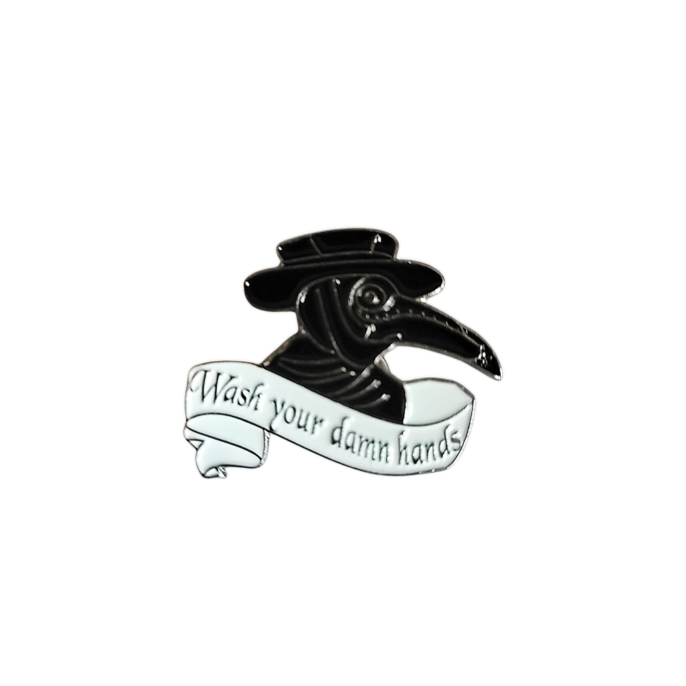 Black and White Plague Doctor Enamel Pin